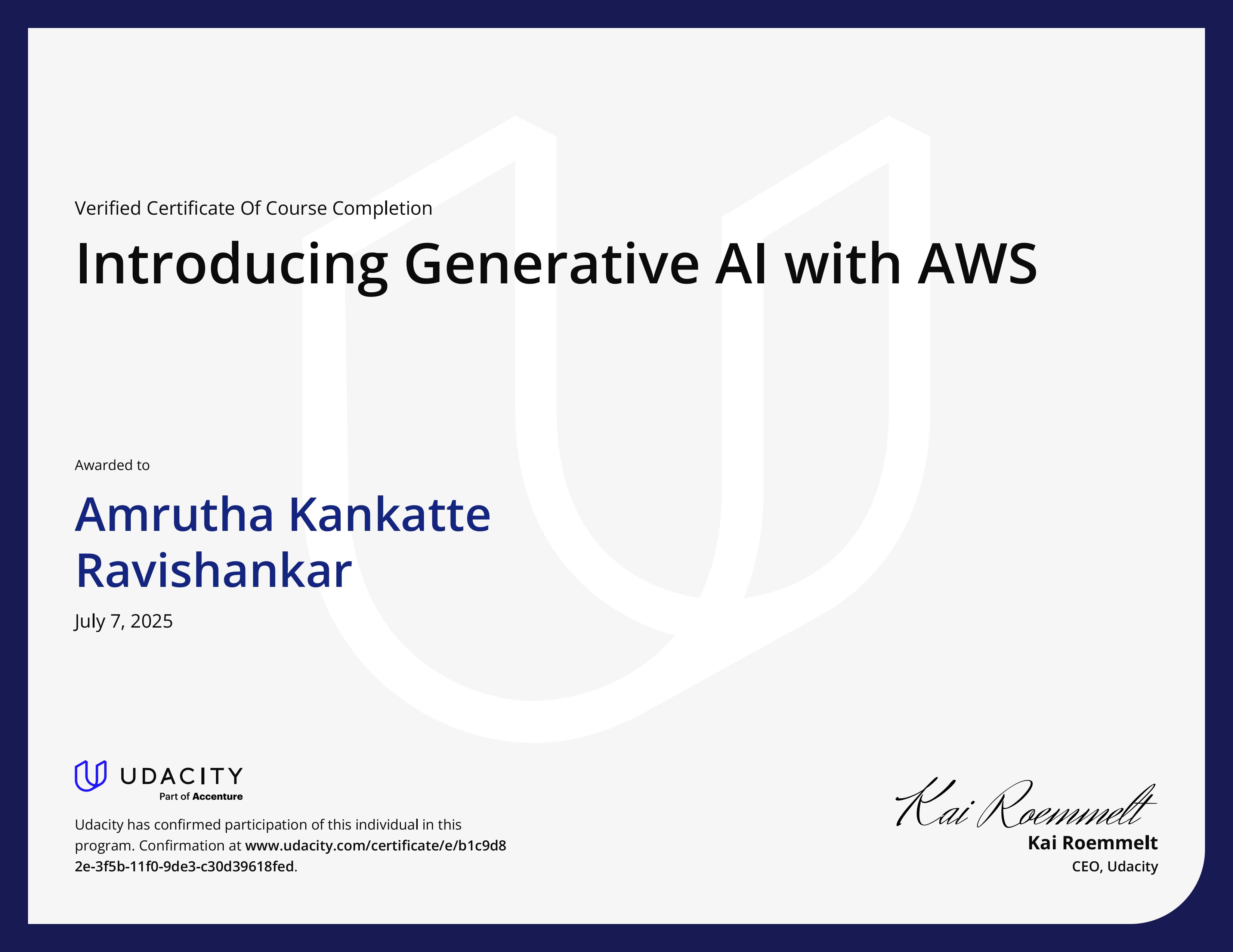 Introducing Generative AI with AWS (Udacity)